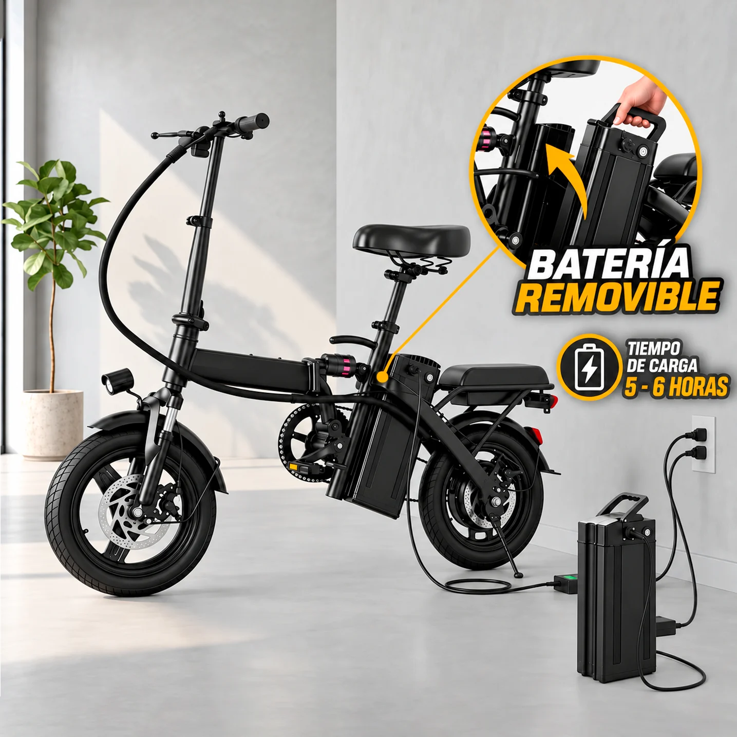 Bicicleta Eléctrica Plegable 48V 10.4AH - Imagen 7