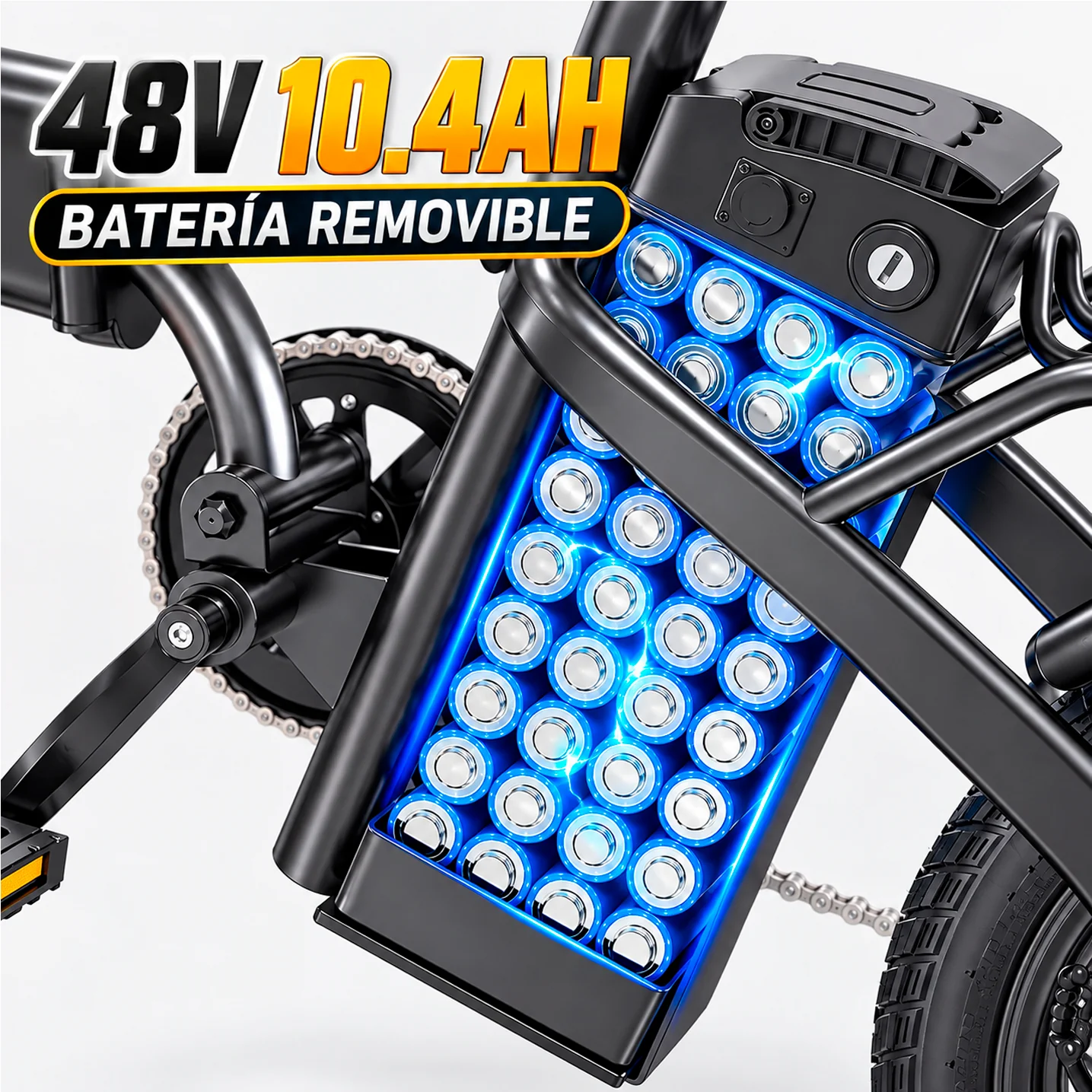 Bicicleta Eléctrica Plegable 48V 10.4AH - Imagen 8