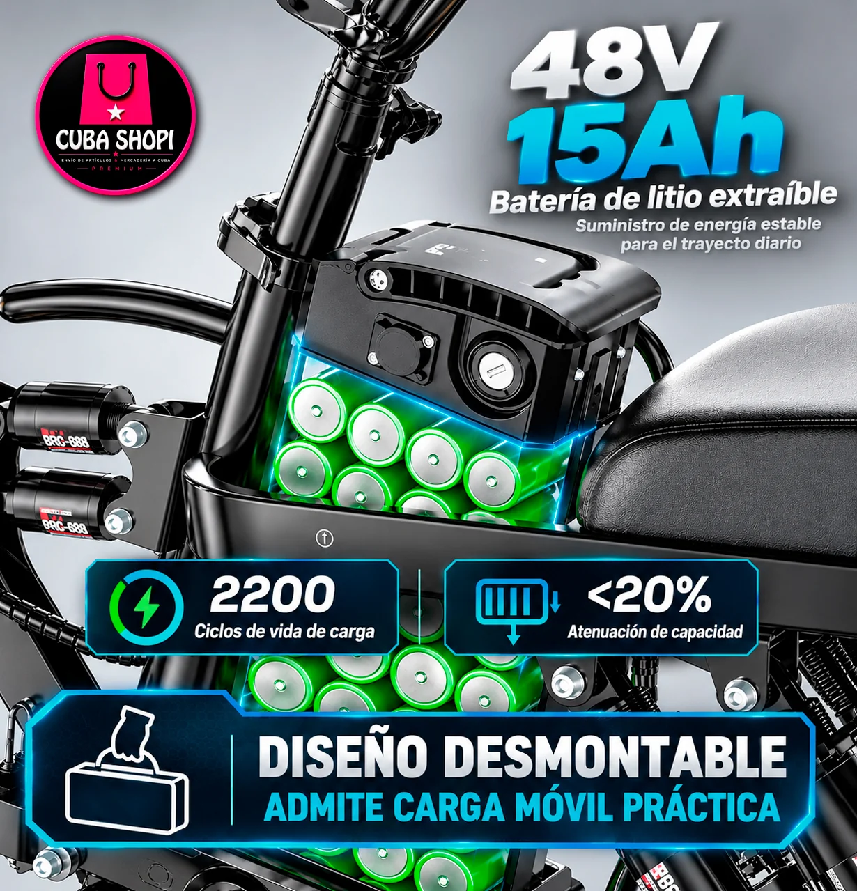 Bicicleta Eléctrica Plegable 48V15AH - Imagen 3